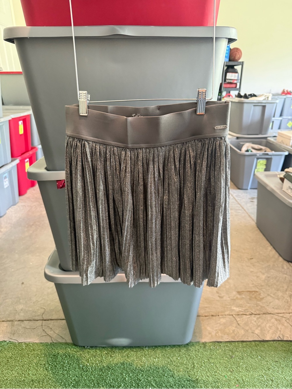 Metallic Pleated Mini Skort - Gray p70